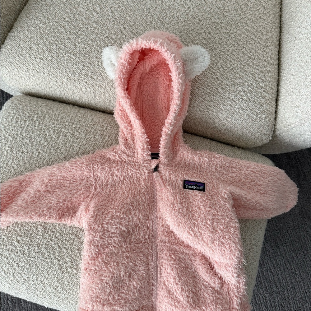 Patagonia Soft Pink Baby Hoodie with Ears
